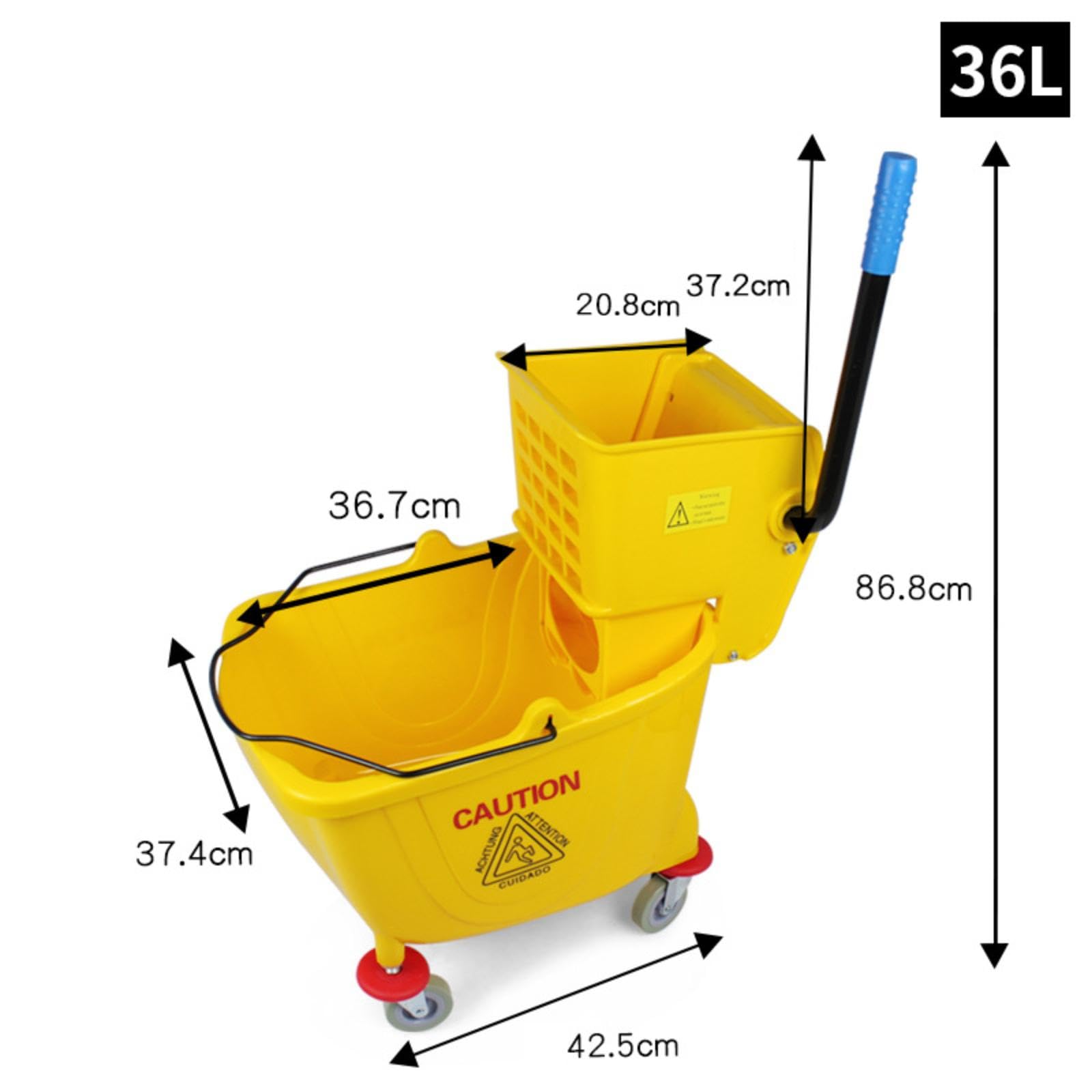 Ruedas de fregona con asa de transporte, escurridor lateral que ahorra espacio para una limpieza eficiente del suelo, capacidad de 20 litros, ideal para uso doméstico, ligero y fácil de maniobrar