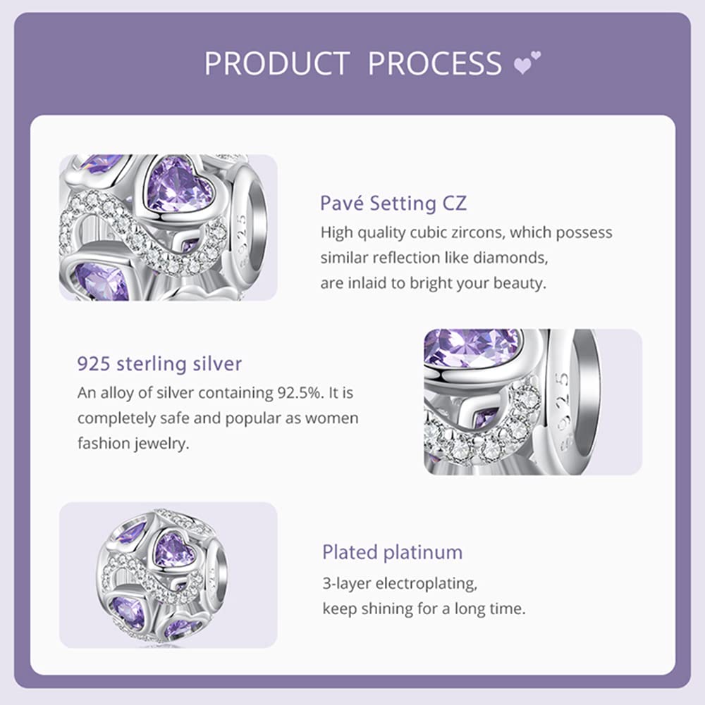 Birthstone Charms do bransoletki z wisiorkami 925 srebro koralik ażurowe zawieszki z okazji urodzin zawieszki do bransoletki i naszyjnika