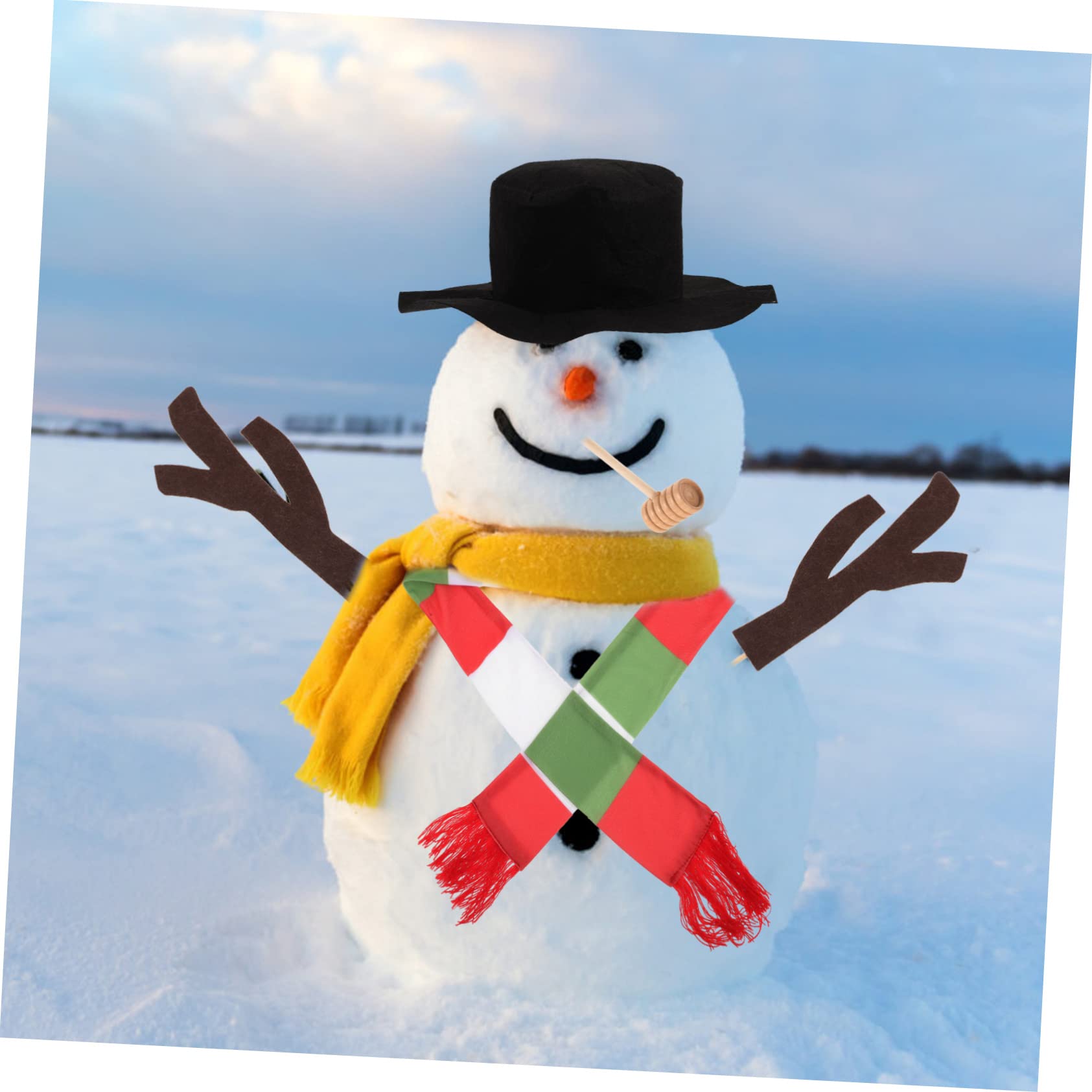 IMIKEYA 4 Sätze Schneemann- Schneemann Bausatz Weihnachtsschneemannmütze Schneemann-handwerksteile Schneemann-Stick-hände Weihnachtsschmuck Schneemann Selber Machen Hölzern