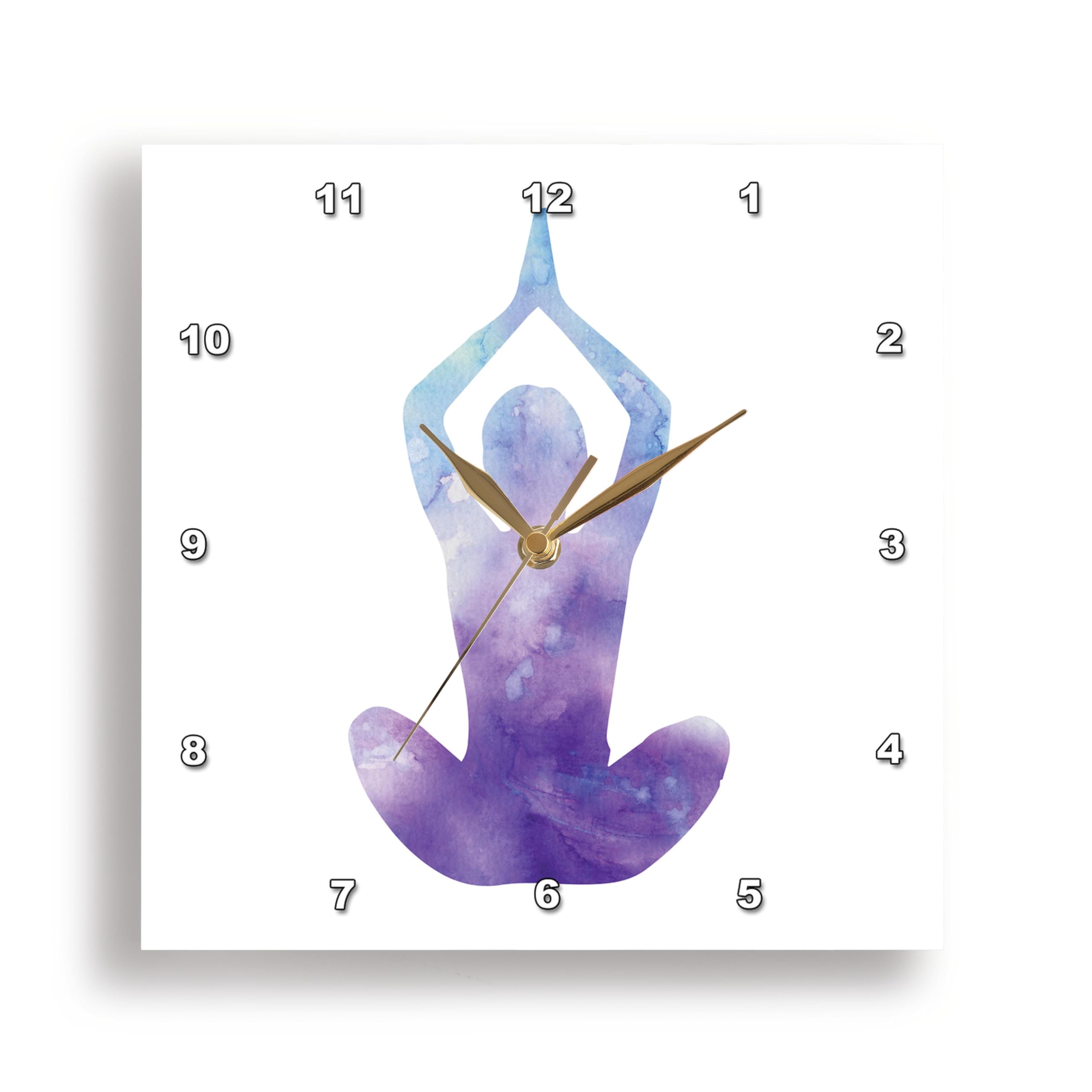 3dRose - Reloj de Pared con meditación, diseño de Buda de Yoga, Color Morado, 25,4 x 25,4 cm (DPP_254264_1)