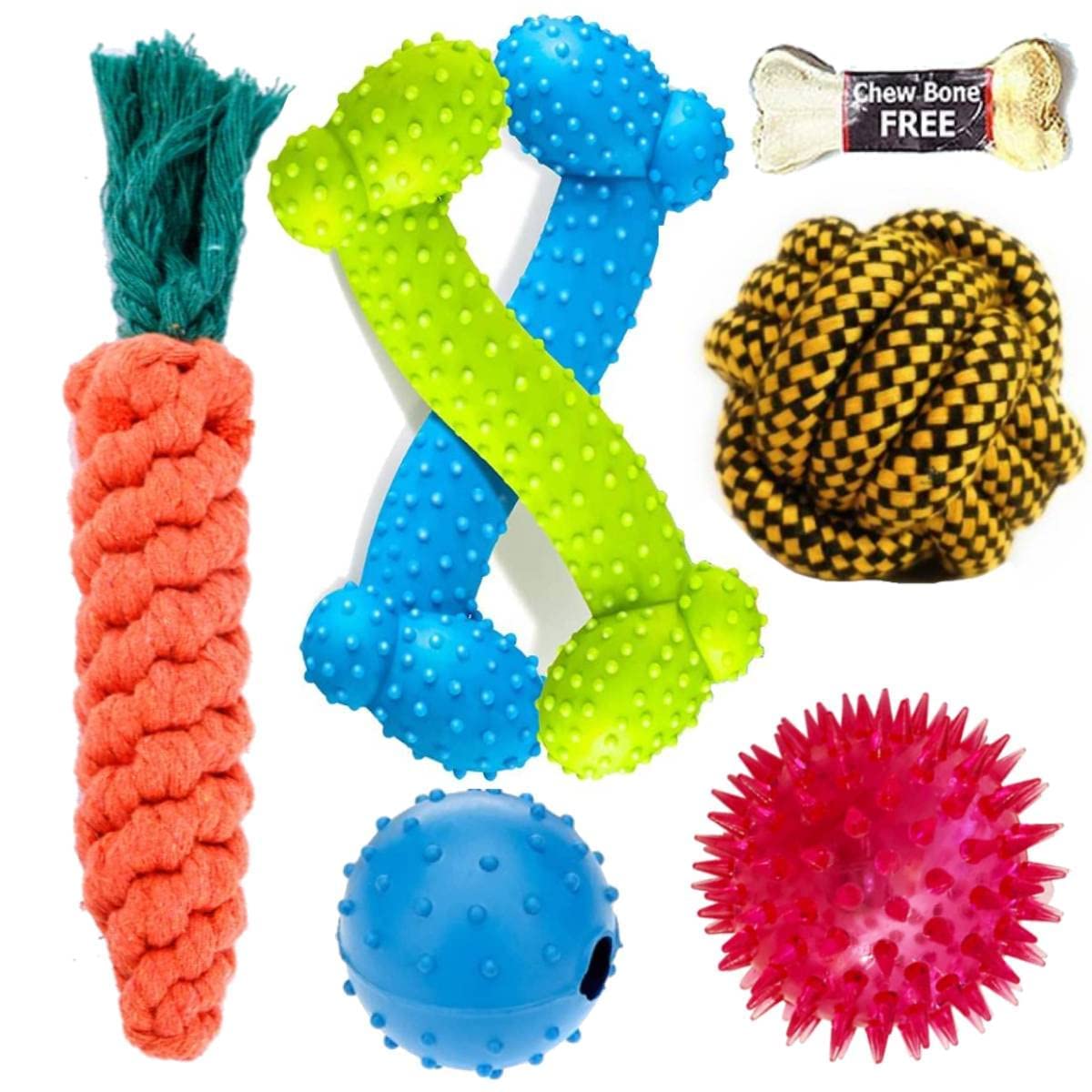 KittuPet Rope Toys Puppy Chew Toys Set of 6, Dog Cotton Rope Knot Toys and Dog Ball for Small Medium Breeds, Teething Toy for Dental Health, Stress-Free Dog Training Gifts - Color May Vary (B0BXKPQS27) Amazon Price History, Amazon Price Tracker