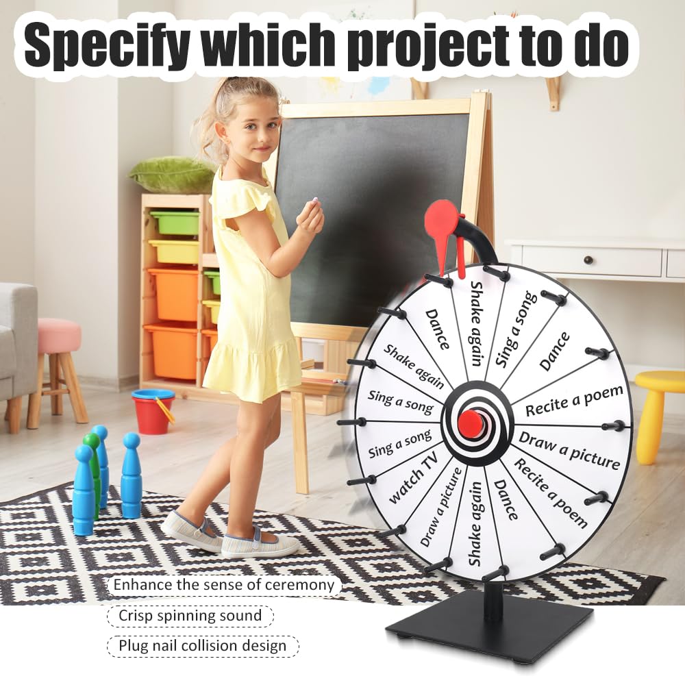 Ruota della Fortuna, 14 Slot Ruota Girevole per Premi, 30 cm Acrilico Ruotas Premio da Tavolo Spinning con Gomma e Pennarello, Gioco Ruotas della Fortuna per Feste,Pub,Carnevale,Bianco Nero