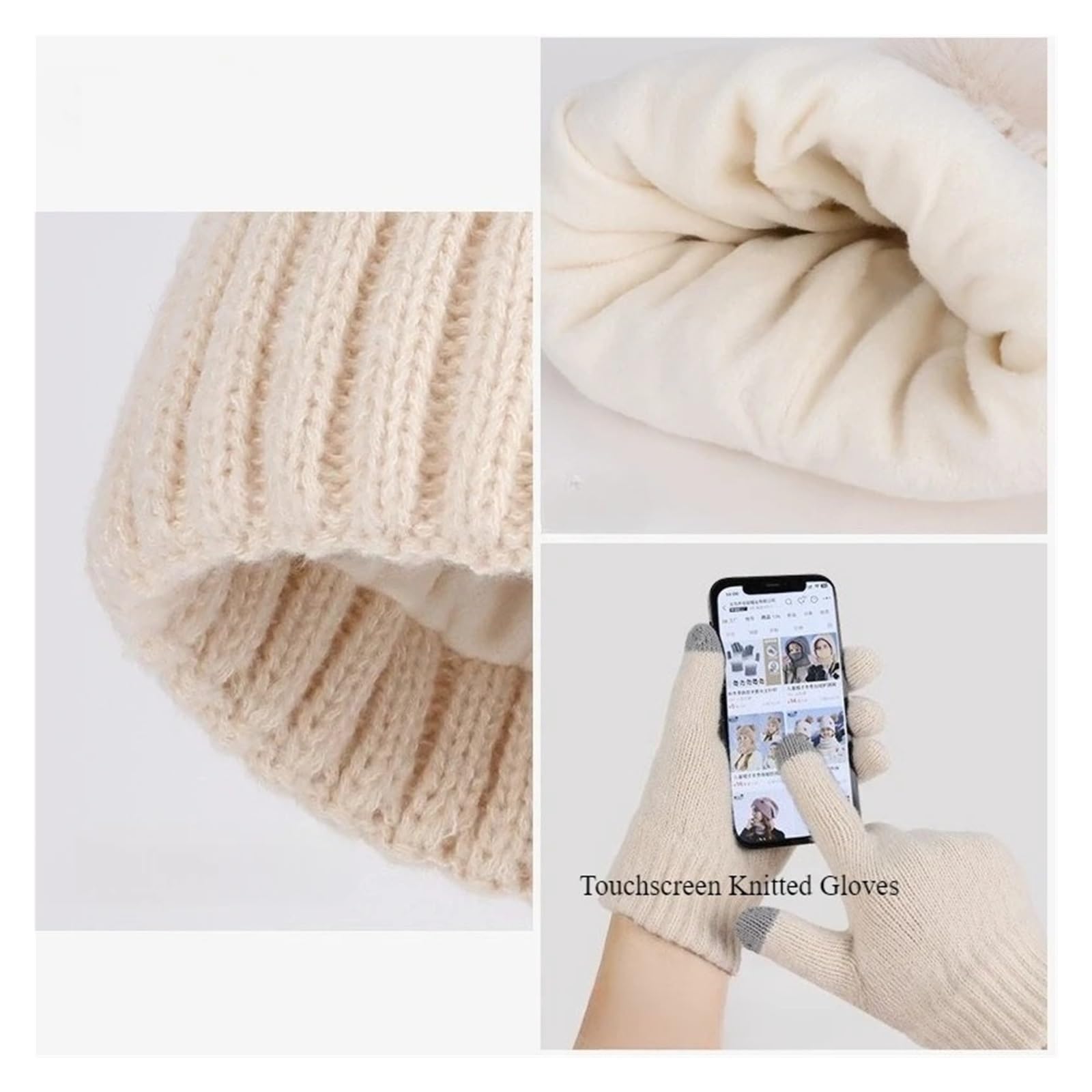 Juego de 2-3 gorros de invierno para mujer, gorro de lana cálida, bufanda, guantes, sombreros al aire libre, resistentes al viento, gorros de esquí