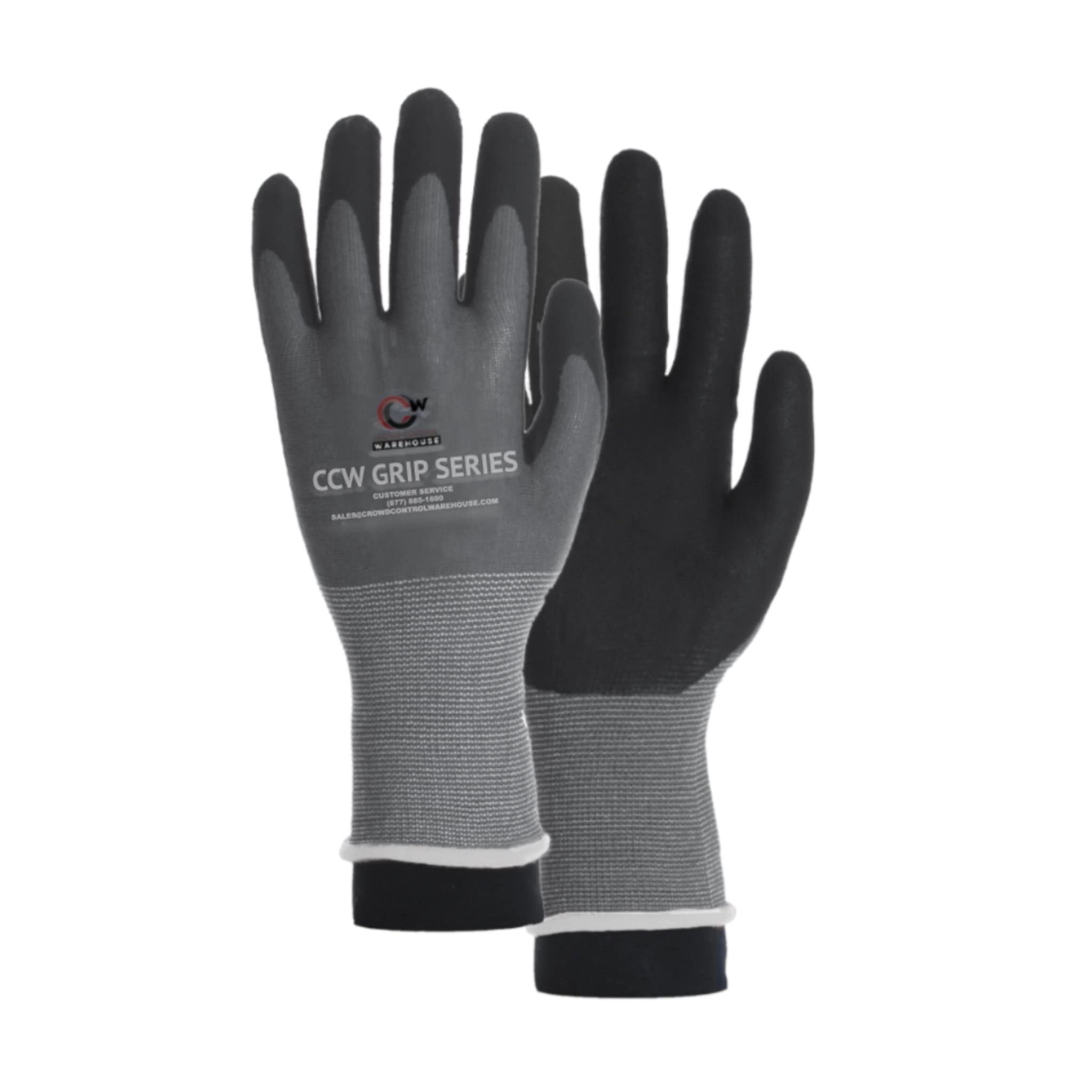 Crowd Control Warehouse CCW Grip Series Nylon and Spandex Coated Gripping Gloves, S