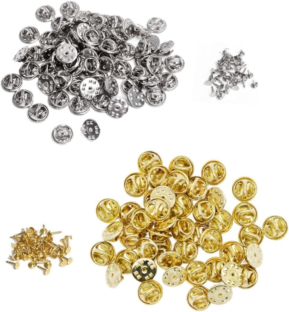 TEHAUX 300sets Easy Install Lapel Pin Backs Blank Tie Tacks Lapel Holders for DIY Jewelry Making