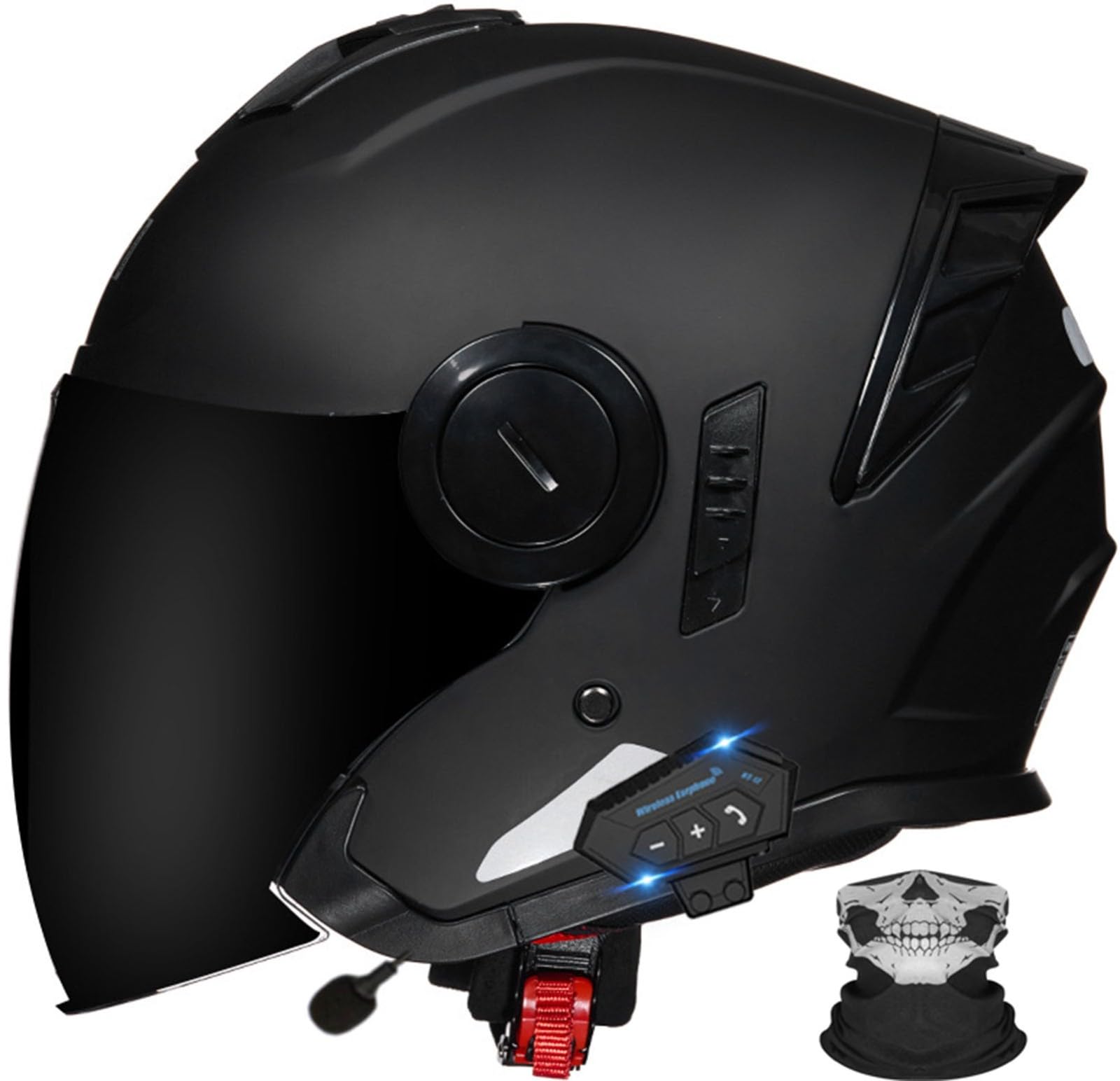 Classique Retro Casques Moto, Casque Jet ECE/Dot Homologué Demi-Casque Jet,Casque Vintage Casque Mobylette avec Double Visière, pour Scooter Racing Femmes Hommes