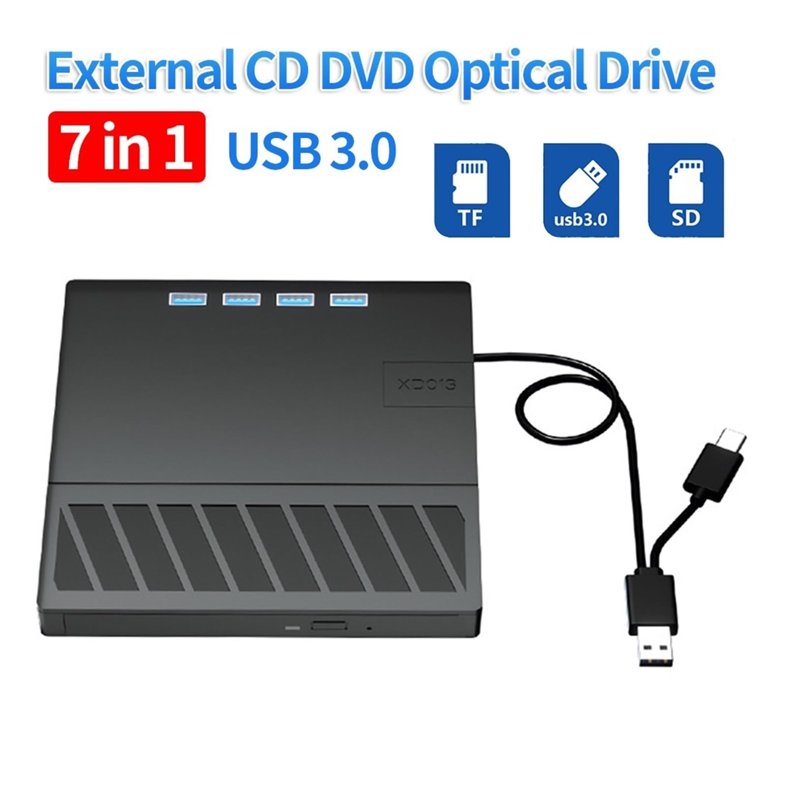 Odtwarzacz DVD Z Nagrywarką 7 W 1 USB 3.0 Typu C, Smukły, Przenośny CD OszczęDność Miejsca