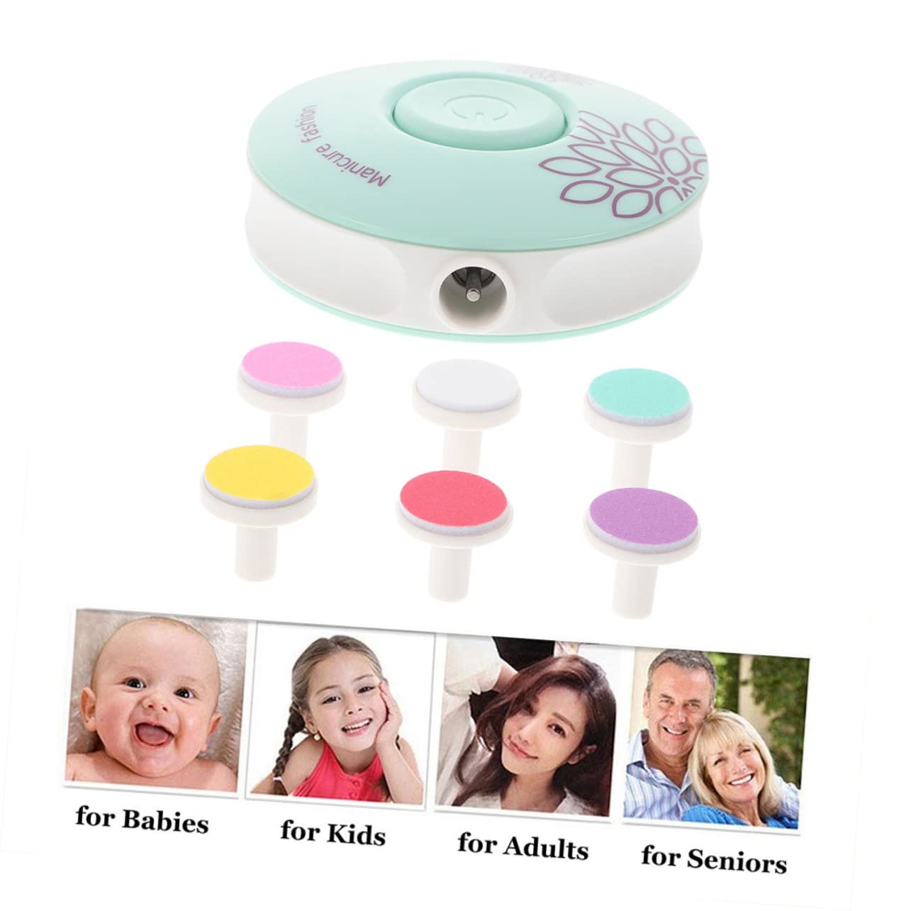 FRCOLOR 4sets Elettrico Per Unghie Per Adulti Trimmer Elettrico Per Manicure Con Testine Abrasive Intercambiabili Kit Completo Da Sicuro e Facile Da Usare
