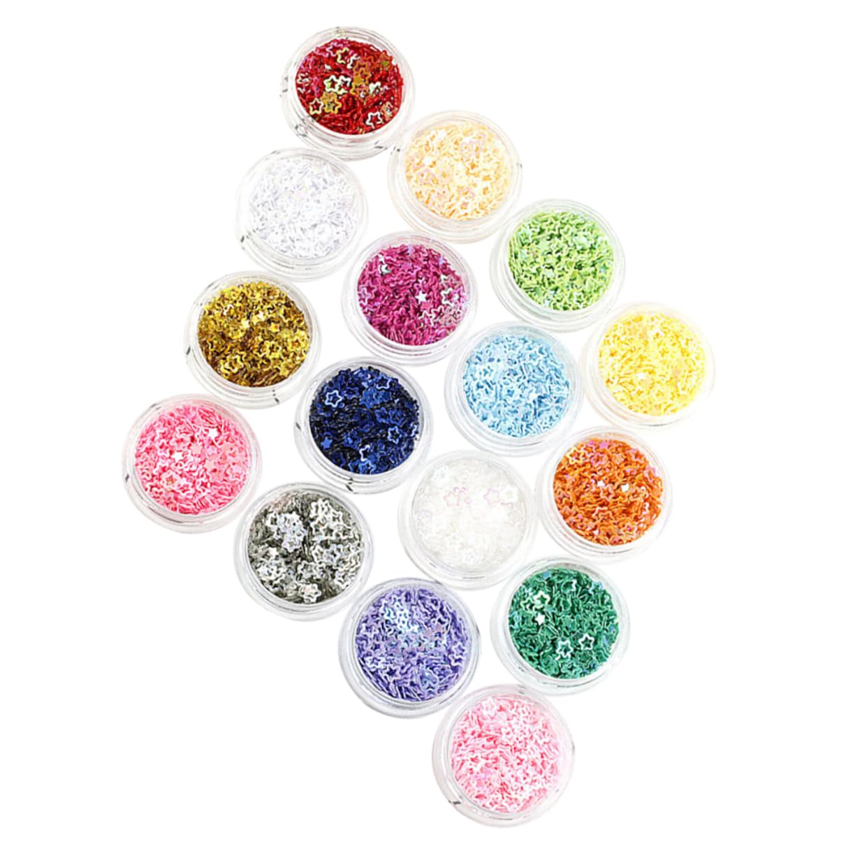 Ipetboom 4 Set Glitter Stella A Cinque Punte Smalto Gel Neon Unghia Strass Termoadesivi Metallico Rosso Pieno Gel Unghie Primer Unghie Viso Glitterato Scaglie Di Unghie Paillettes 16box*4