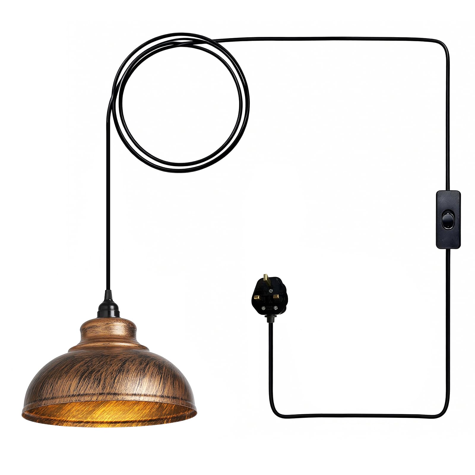 Plug in Pendant Light: Rustic Hanging Lamp Plug in, farmhouse pendant light 450cm Swag Lamp Cord with On/Off Switch for Kitchen Island/Dining Room/Bedroom/Living Room Farmhouse Hanging Light, No bulb