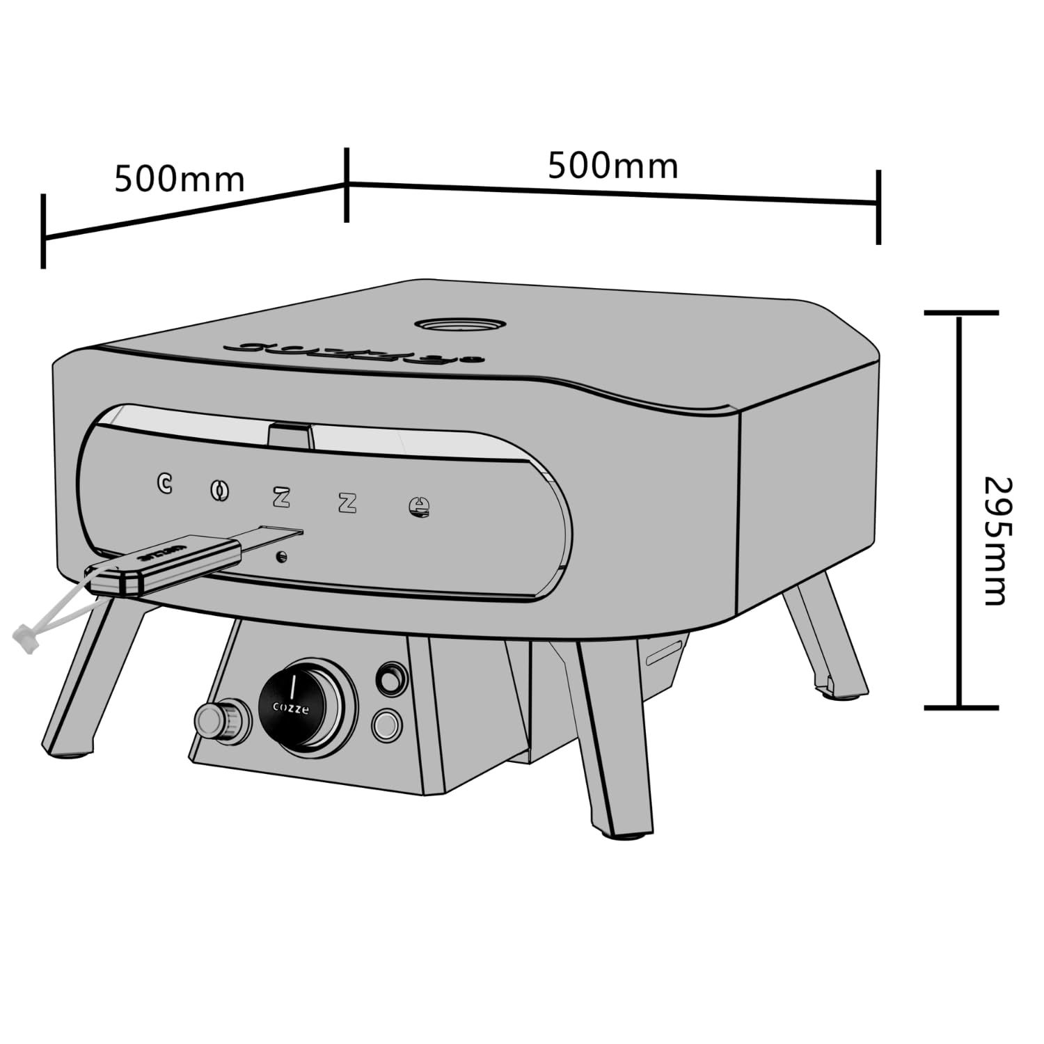 Cozze Four à pizza à gaz édition noire avec pierre rotative Ø 34,5 cm 600 °C