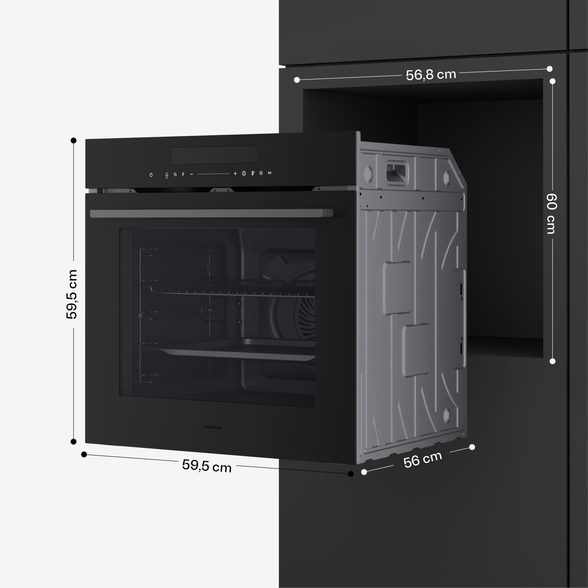 Klarstein Velaire Four Encastrable 60 cm - 74L, 13 Modes, Classe A+, Commandes Tactiles, Nettoyage Facile, Four Électrique Encastrable, Minuterie, Noir