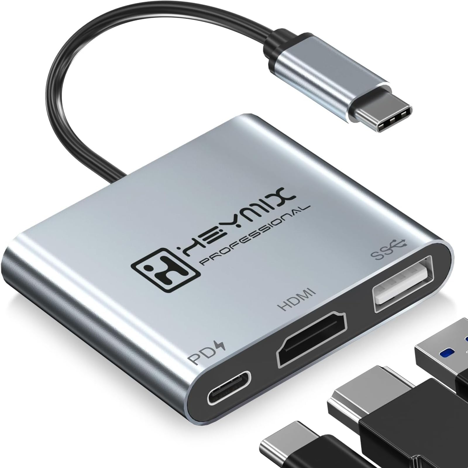 HEYMIX USB C Hub,Type C to HDMI Multiport Adapter,3IN1 Type C Hub Hdmi with 100W USB C PD Charging Hub,4K HDMI Hub & USB 3.0 Port,Type C HDMI Hub Compatible with MacBook,Chromebook Pixel, Dell XPS 13 (B0DBCMF8H5) Amazon Price History, Amazon Price Tracker