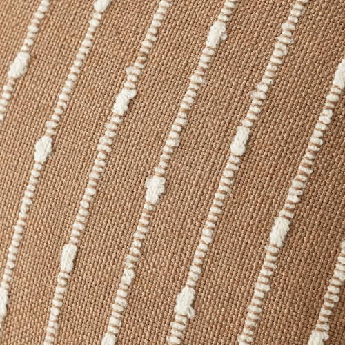 Image of Foindtower Pack of 2 Decorative Jacquard Boucle Throw Pillow Covers Accent Textured Striped Pillowcases Soft Boho Modern Cushion for Couch Sofa Bedroom Living Room Home Decor 20x20 Inch Rust Tobacco