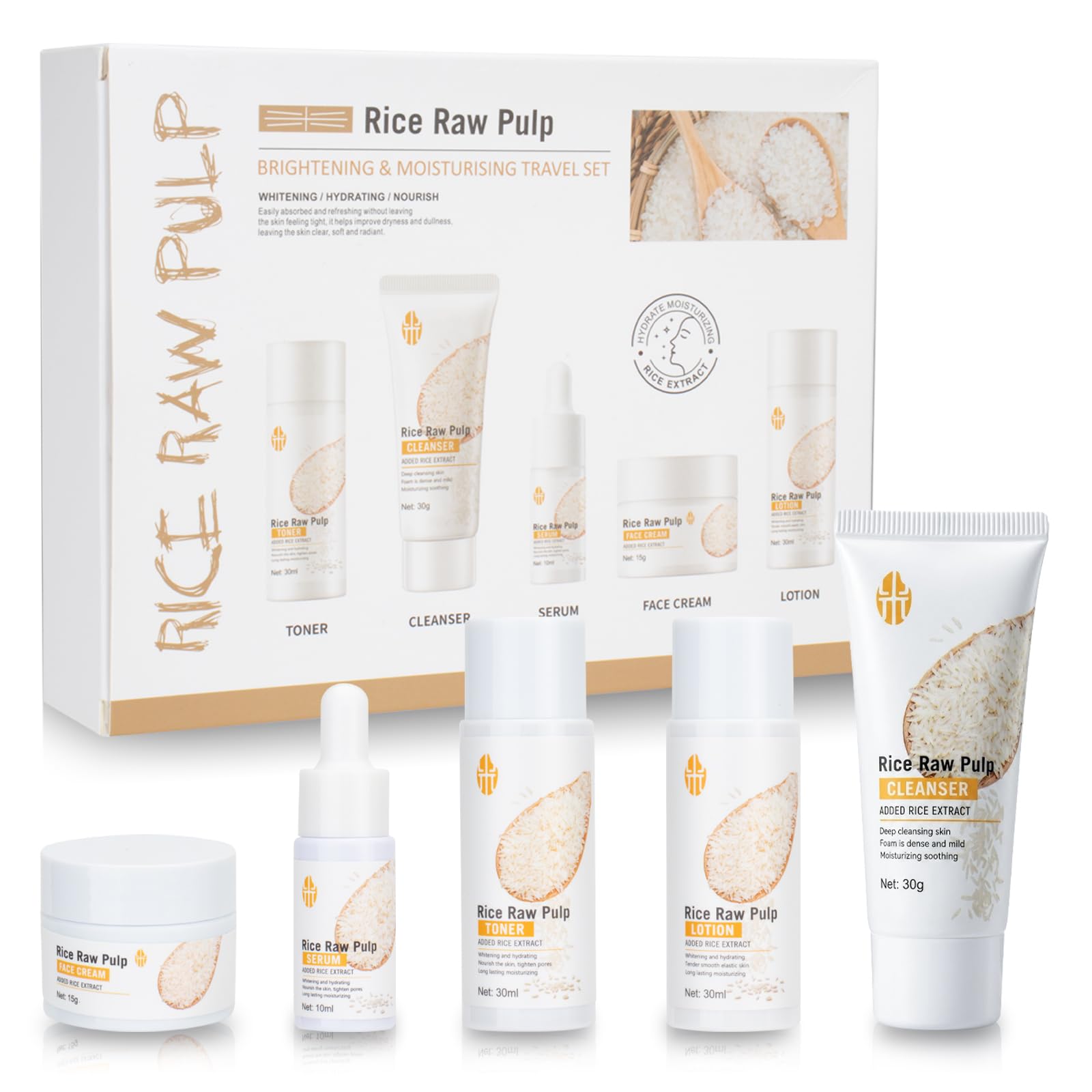 Skin Care Set, Rice Skin Care Kit for Women-5PCS Rice Skincare Gift Set | Rice Cleanser, Toner, Lotion, Serum, Moisturizing Cream for Teen Girls Mom Daughter Birthday Christmas Gift