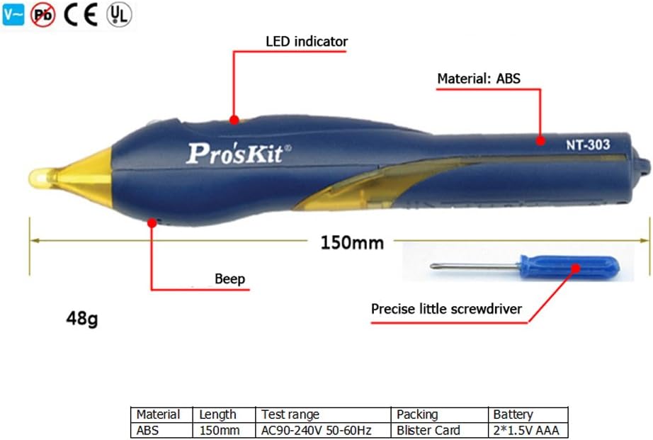 NT-303 Multifunction Non Contact AC Voltage Detector Tester Sensor Electric Test Pencil 90-240V With Night Version Screwdriver