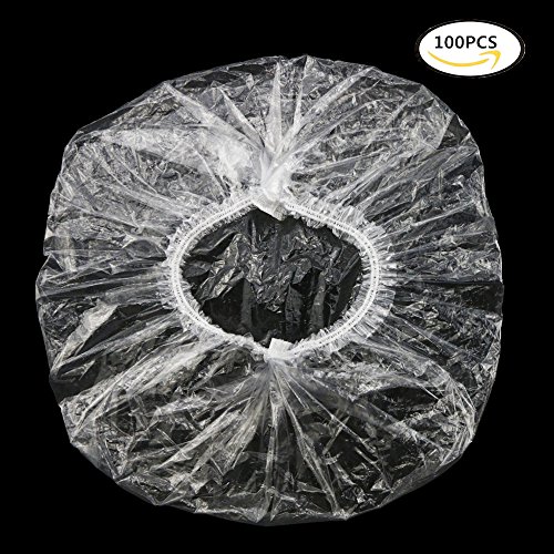 Sc0nni 100pcs Thickened Disposable Clear Plastic Shower Caps, Hair Processing Caps For Spa, Home Use, Hotel and Hair Salon.