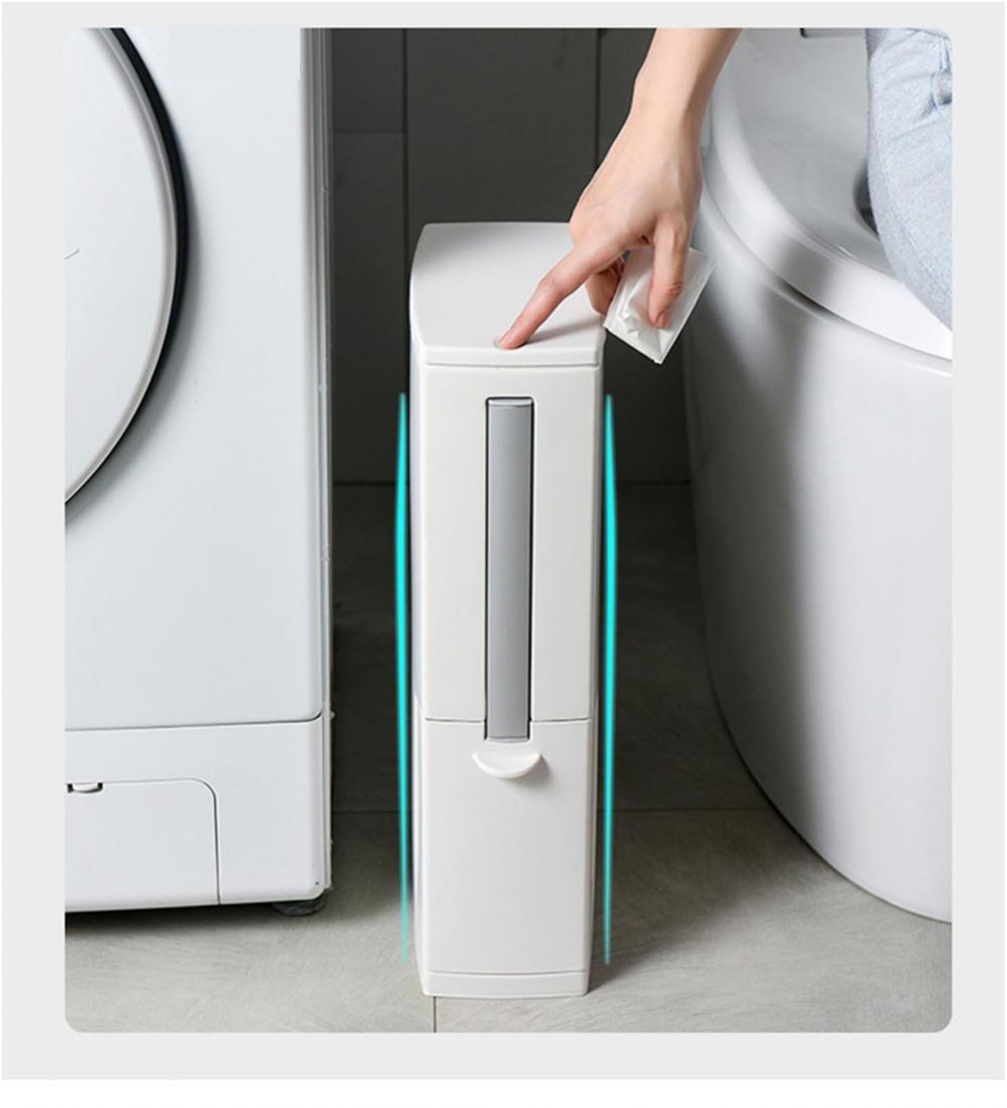 Abfalleimer, Schmale Mülleimer Wc Pinsel Set Badezimmer Kunststoff Abfall Bin Küche Müll Eimer Haushalt Reinigung Werkzeuge fürs Badezimmer(Gray)