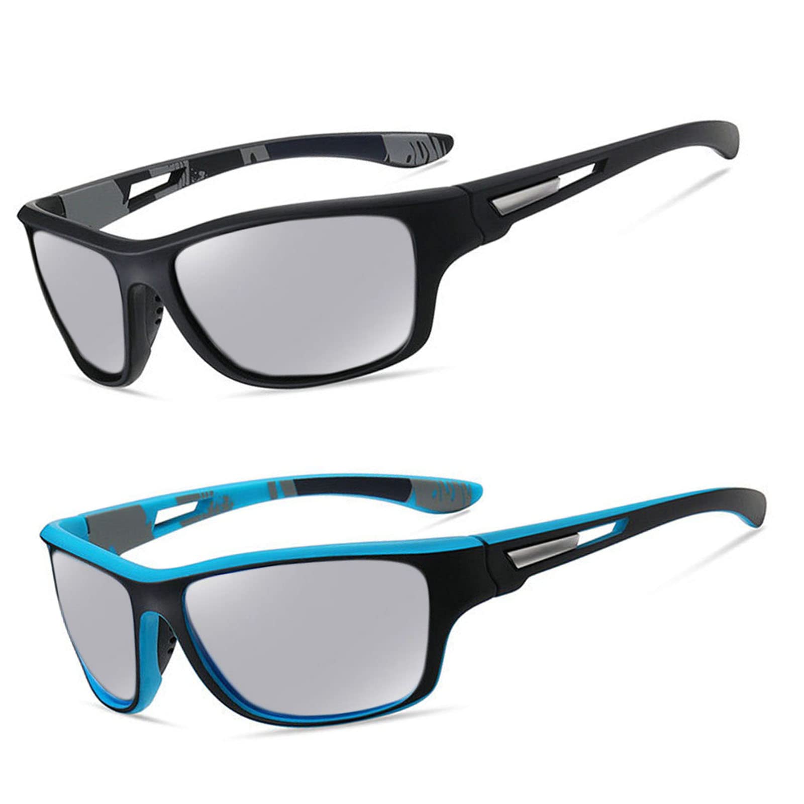 Wrap Around Photochromic full lens Reading Glasses for Mens and Womens 2pcs Square Sports Transition Readers Sunglasses