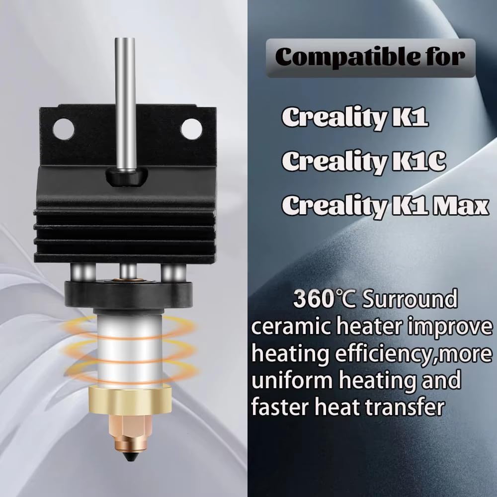 K1 Hotend Kit for Creality K1/K1 Max/K1C 3D Printer Extruder Hot End Kit with HeatSink,Thermal Glue, 0.4mm Hardened Steel Nozzle K1 Max Hotend Upgrade Kit
