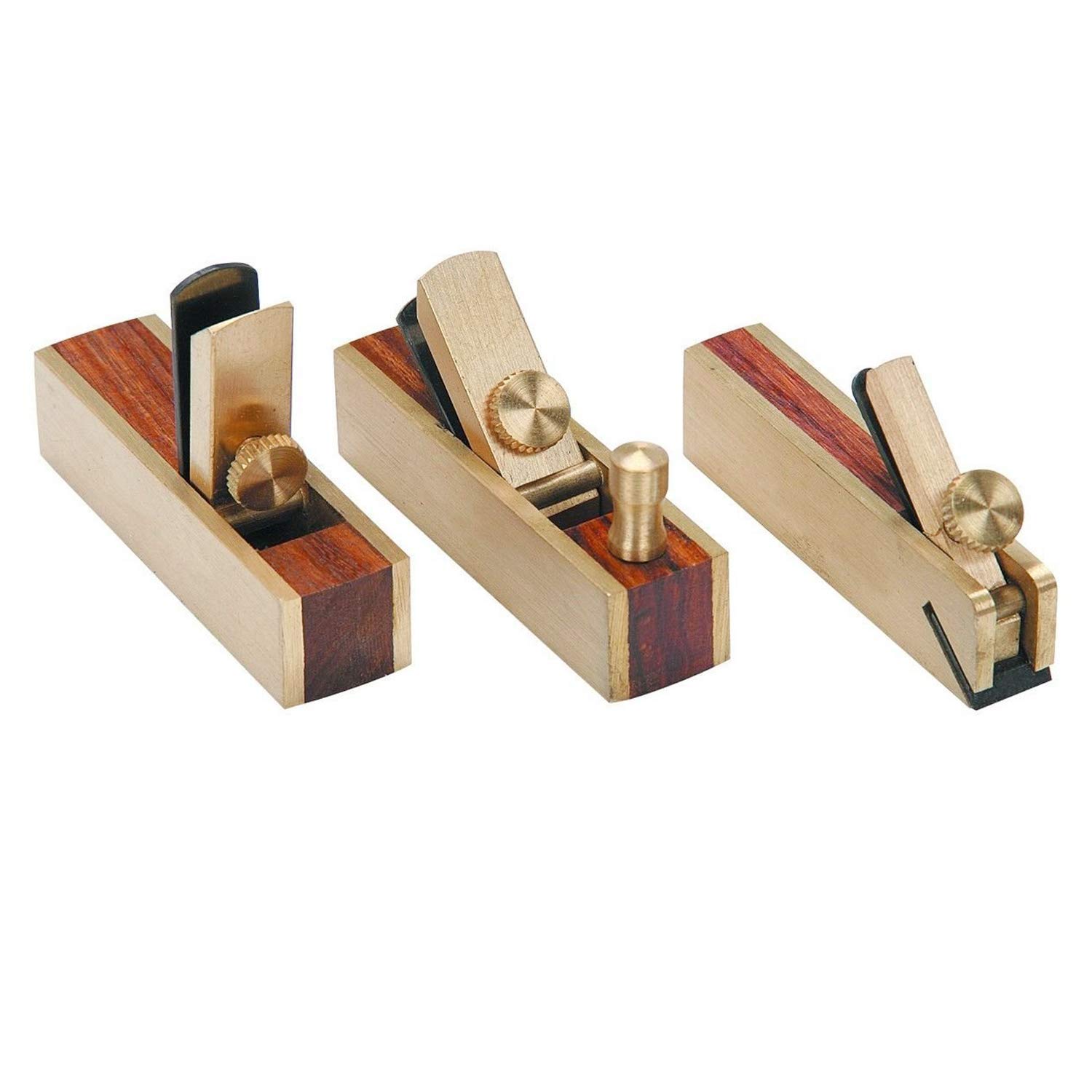 Set di 3 mini pialle in ottone con finitura in legno, pialla in legno duro per hobby