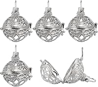 SUNNYCLUE 10Pcs Brass Ball Cage Charms - Openable Pendant Stone Holders, Aromatherapy Essential Oil Diffusers, Filigree Locket Pendants for Jewelry Making