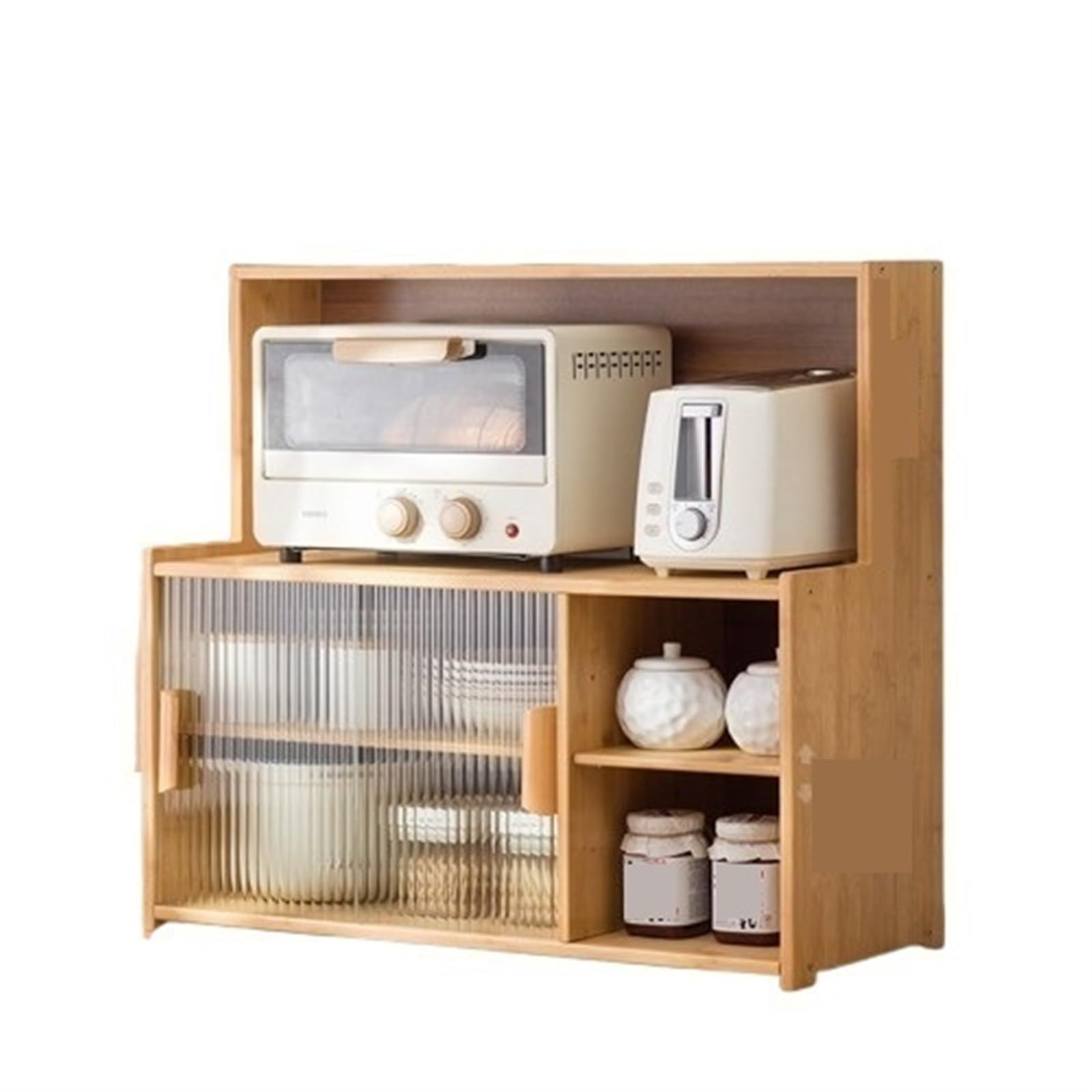 Kitchen Storage Cabinet, Countertop Cabinet with Sliding Door, Pantry Storage Cabinet with Adjustable Shelves, Freestanding Floor Storage Cabinet ﻿ Multi Scenario Use(Natural,67cm)