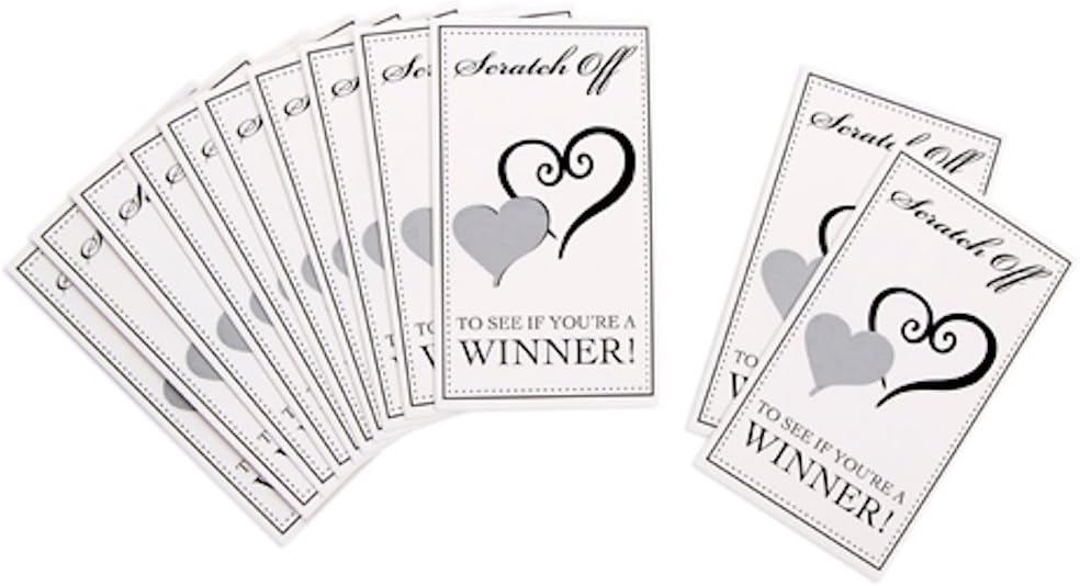Darice 96 Bridal Shower Scratch Off Cards Double Heart Bridal, White,silver, 12