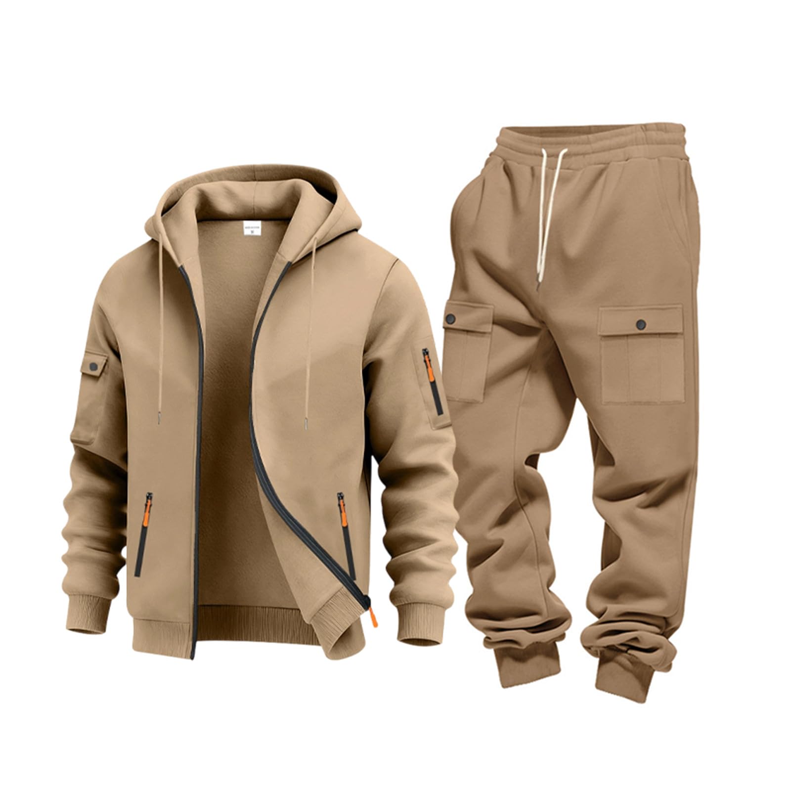 Genérico Ensemble de survêtement pour homme avec veste à capuche et pantalon de sport en coton, vêtement de sport, chauffant, respirant, pour la maison