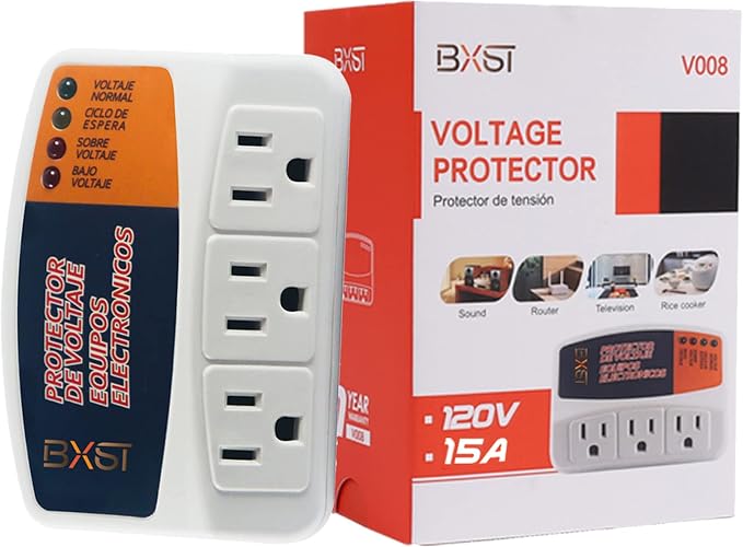 BXST Plug-in Voltage Protector - 3 Outlet Surge Protector For Refrigerator, TV, PC (120V 1800W) 9 thumbnail image