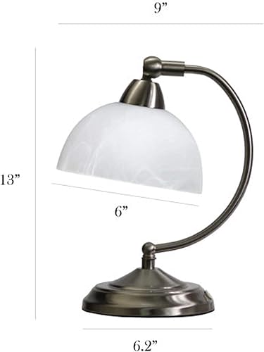 Miniatura 4 de Elegant Designs LT2029-BSN Mini Modern Bankers - Lámpara de escritorio de mesa con base de control de atenuación táctil, níquel cepillado