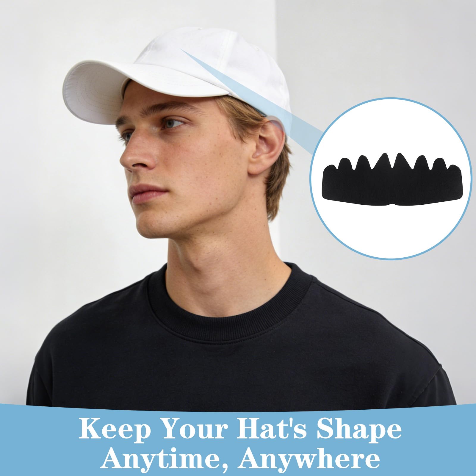 Lot de 10 doublures de protection réutilisables et flexibles pour casquette de baseball, lavables et non adhésifs, pour chapeaux contre la transpiration et les odeurs, unisexe, pour tous les types de