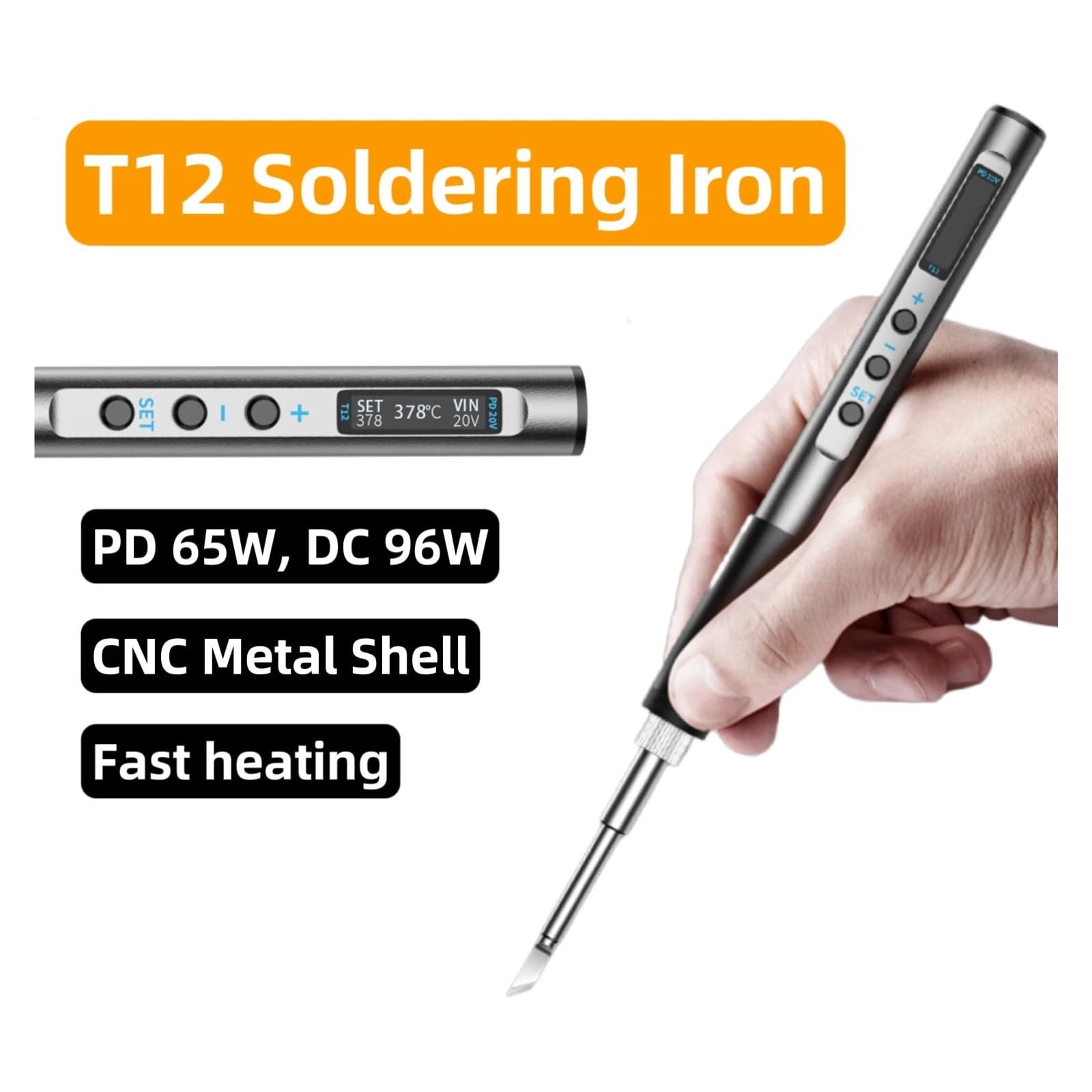 Przenośna Lutownica Elektryczna T12 PD 65W DC 72W CNC Metal Body Regulowana Temperatura Lutowania Stacja Spawalnicza Szybkie Nagrzewanie Najlepszy Prezent