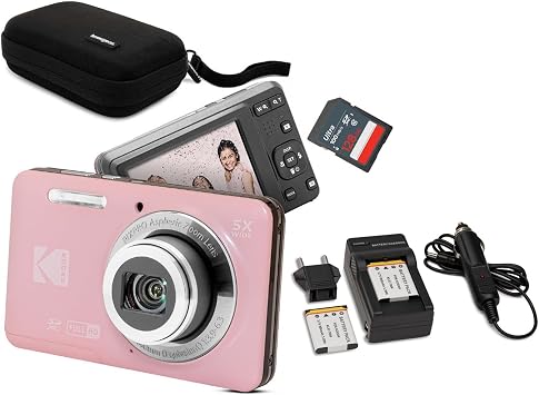 Kodak PixPro Friendly Zoom FZ55 16MP Digital Camera Bundle Pastel Pink