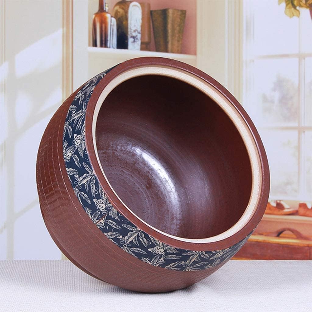 Food Storage Containe Rice Storage Containe Food Storage Porcelain Rice Cylinder Kitchen Sealed Grain Dispenser Retro Large Capacity Rice Bucket with Lid Unique Gift (Brown a)