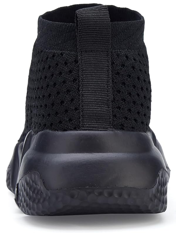 Santiro Boys Shoes Kids Running Shoes Lightweight Girl Tennis Shoes Breathable Slip On Knit Sock Sneakers All Black (Little Kid/Big Kid) 1 M US by Santiro - Used condition - Image 6