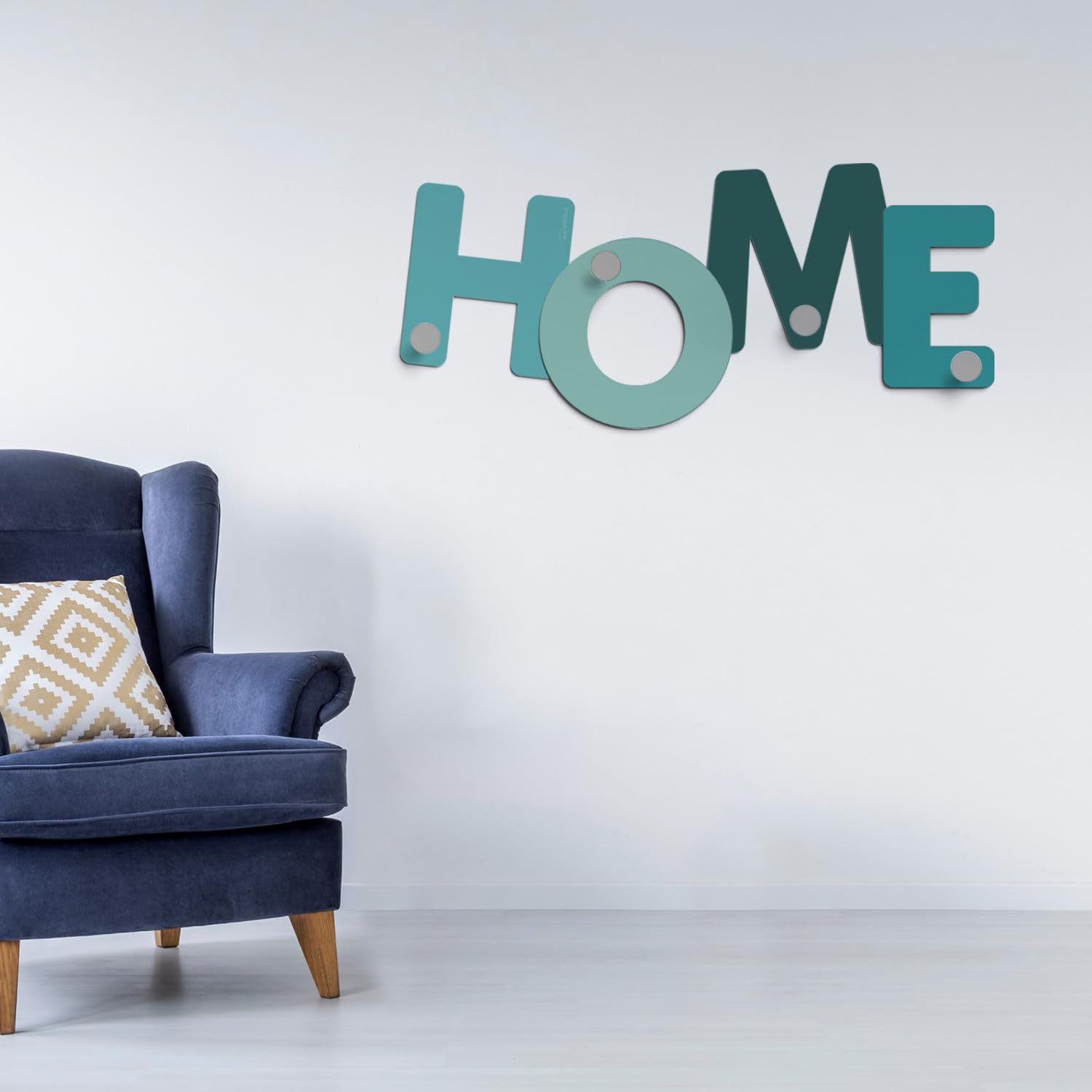 Giallobus - Appendiabiti da parete 4Me - 12 - Home - Legno Mdf + Alluminio - 60L x 25l cm - 07 - M - Attaccapanni da Muro con 4 Ganci in Alluminio e Legno