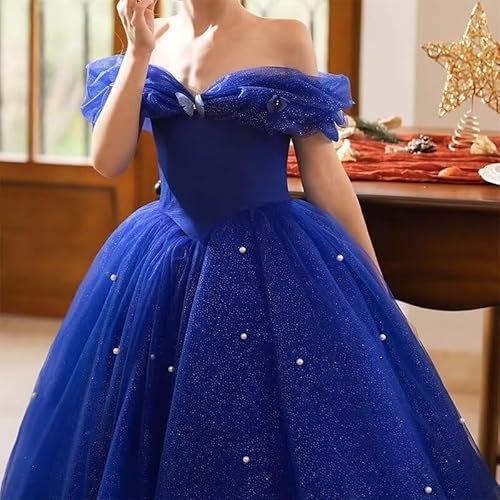 Chonluo Off Shoulder Lavender Flower Girl Dress Tutu Tulle Pageant Dresses For Girls Sparkling Girls Formal Dress With Pearls Kids Birthday Party Ball Gowns Size 14 thumb #3