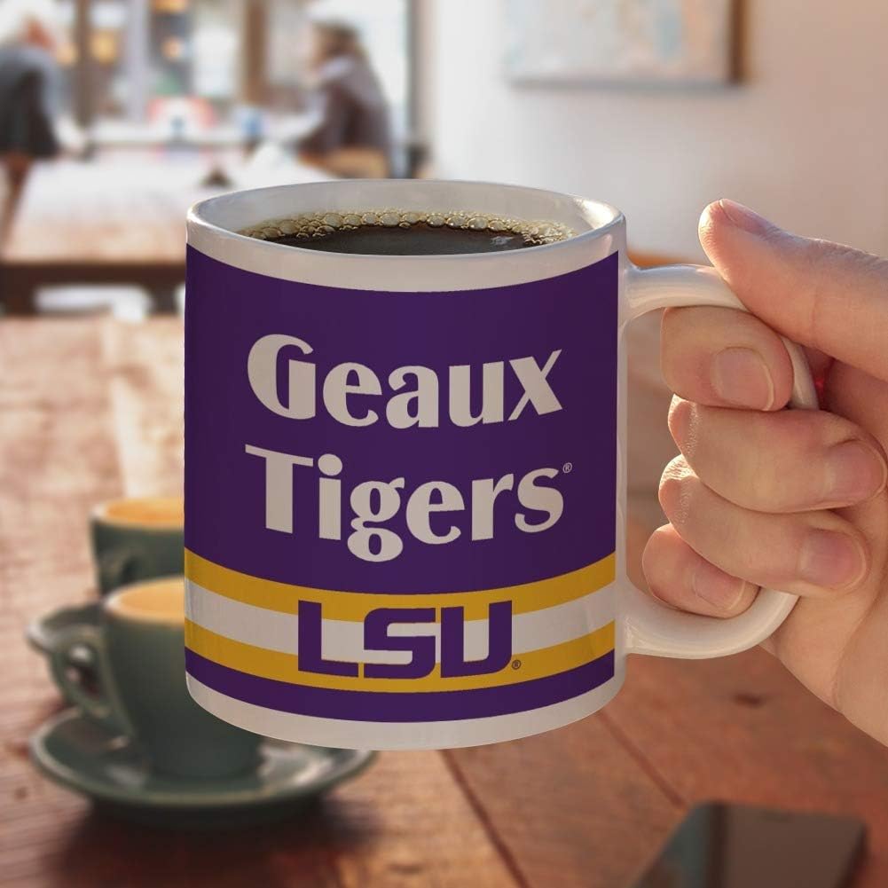 Geaux Tigers LSU Ceramic Coffee Mug, Novelty Gift Mugs for Coffee, Tea and Hot Drinks, 11oz, White - Image 4