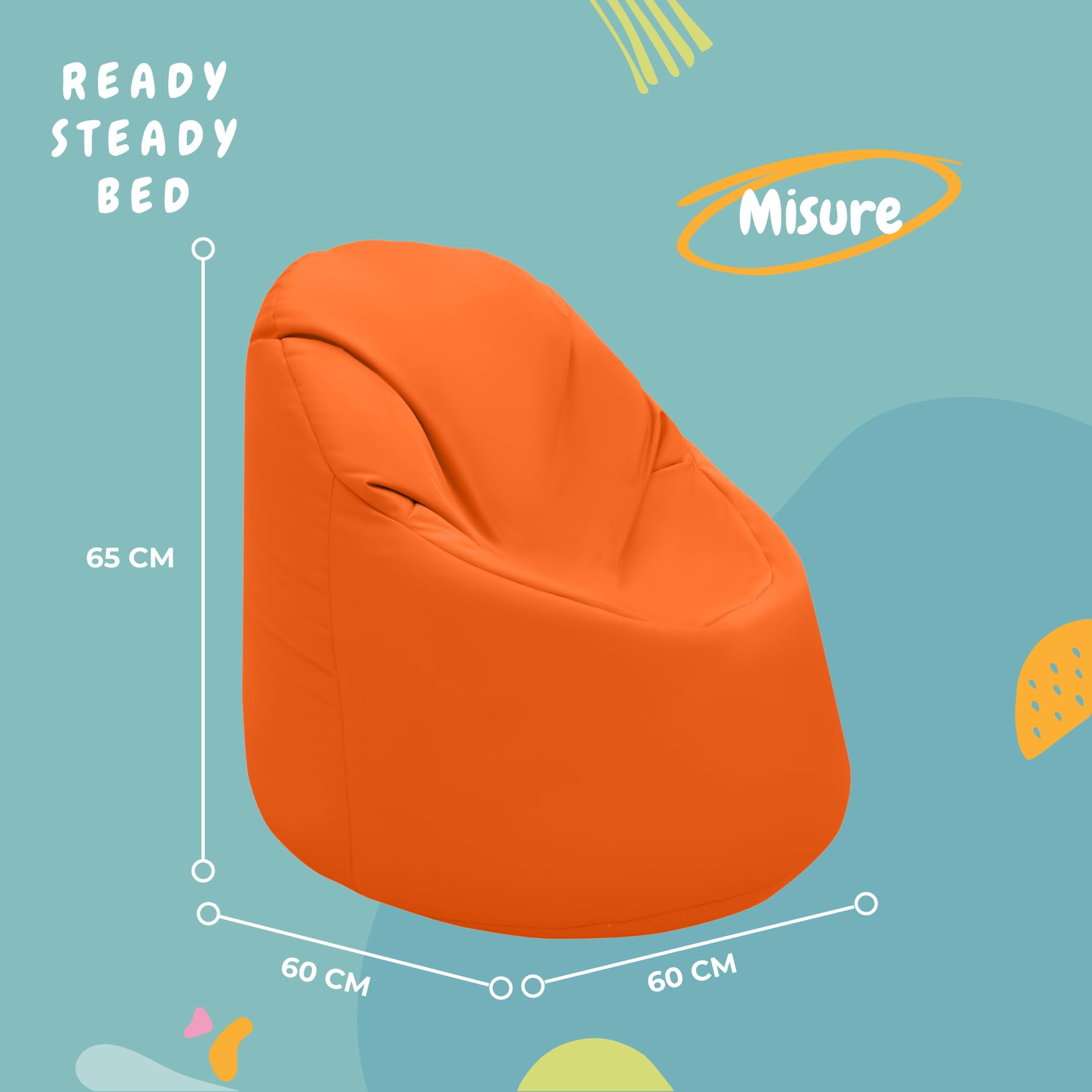 Ready Steady Bed Poltrona a Sacco per Bambini | Comodo Sedile BeanBag per Interni ed Esterni | Mobili per Bambini Resistenti all'acqua | Design Ergonomico Durevole Comodo (Arancia)