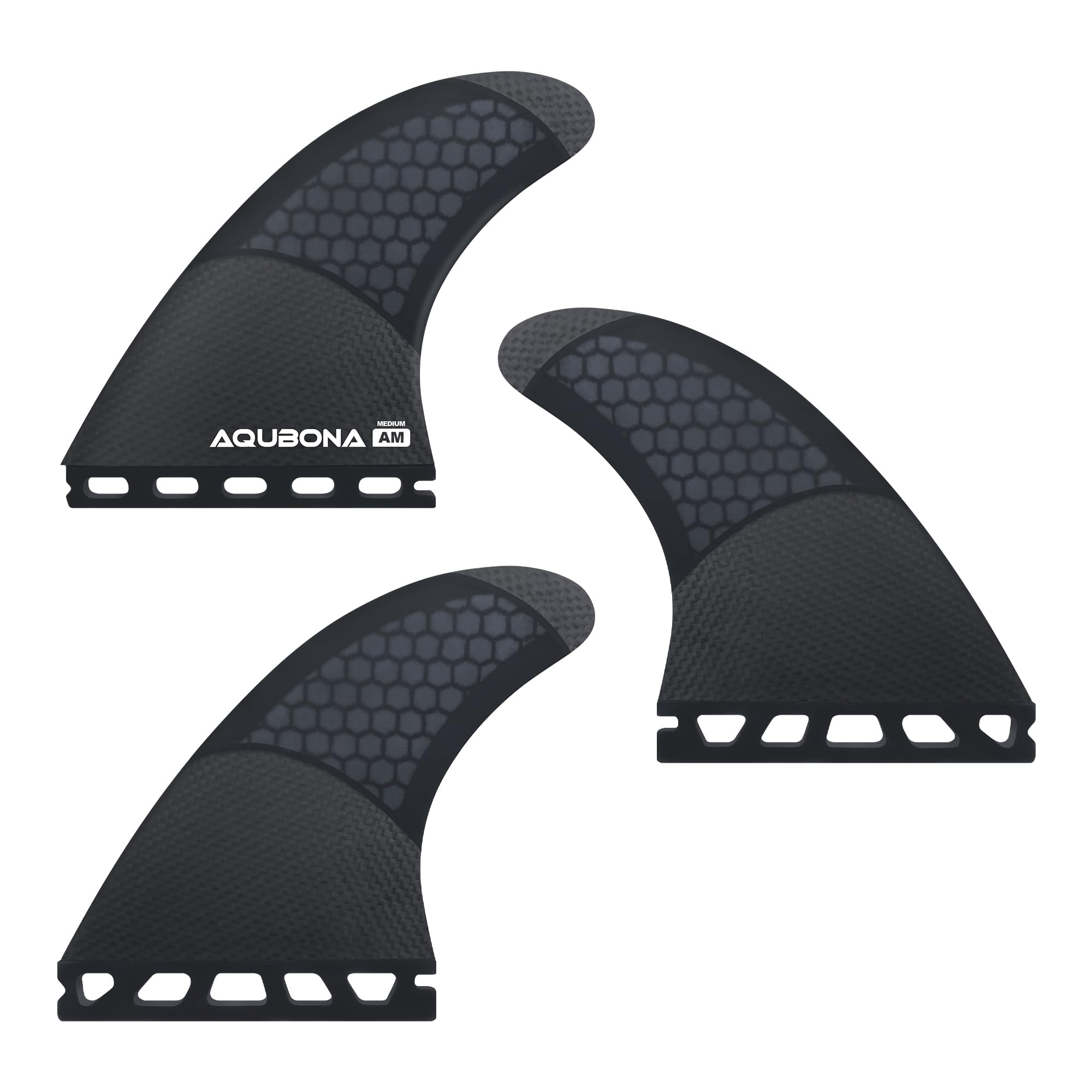 AQUBONA Single Dual Tab G3/G5/G6 Half Carbon+Honeycomb Surfboard fin Tri Fin Thruster Set Surfboard fins (Fu-halfcarbon G5)