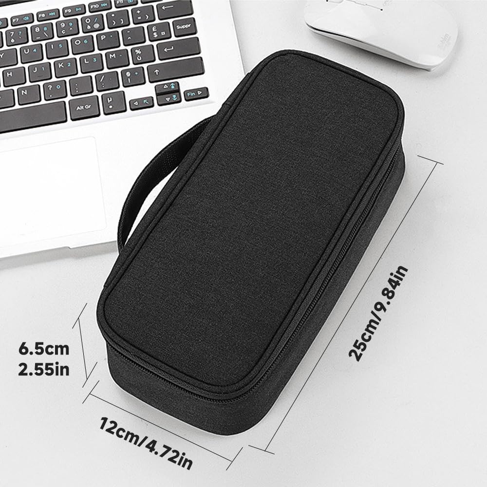 Teskyer Travel Tech - Bolsa organizadora de cables portátil, accesorios electrónicos, estuche organizador de viaje para cargador de cable, auriculares, banco de energía, disco duro, Black, 25 x 12 x