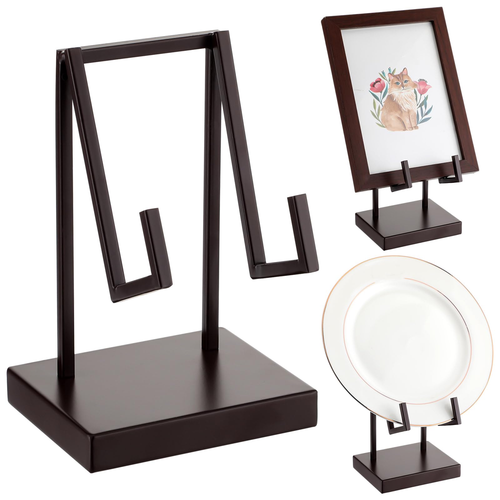 Chevalet de table en métal marron support livre assiette cadre photo déco