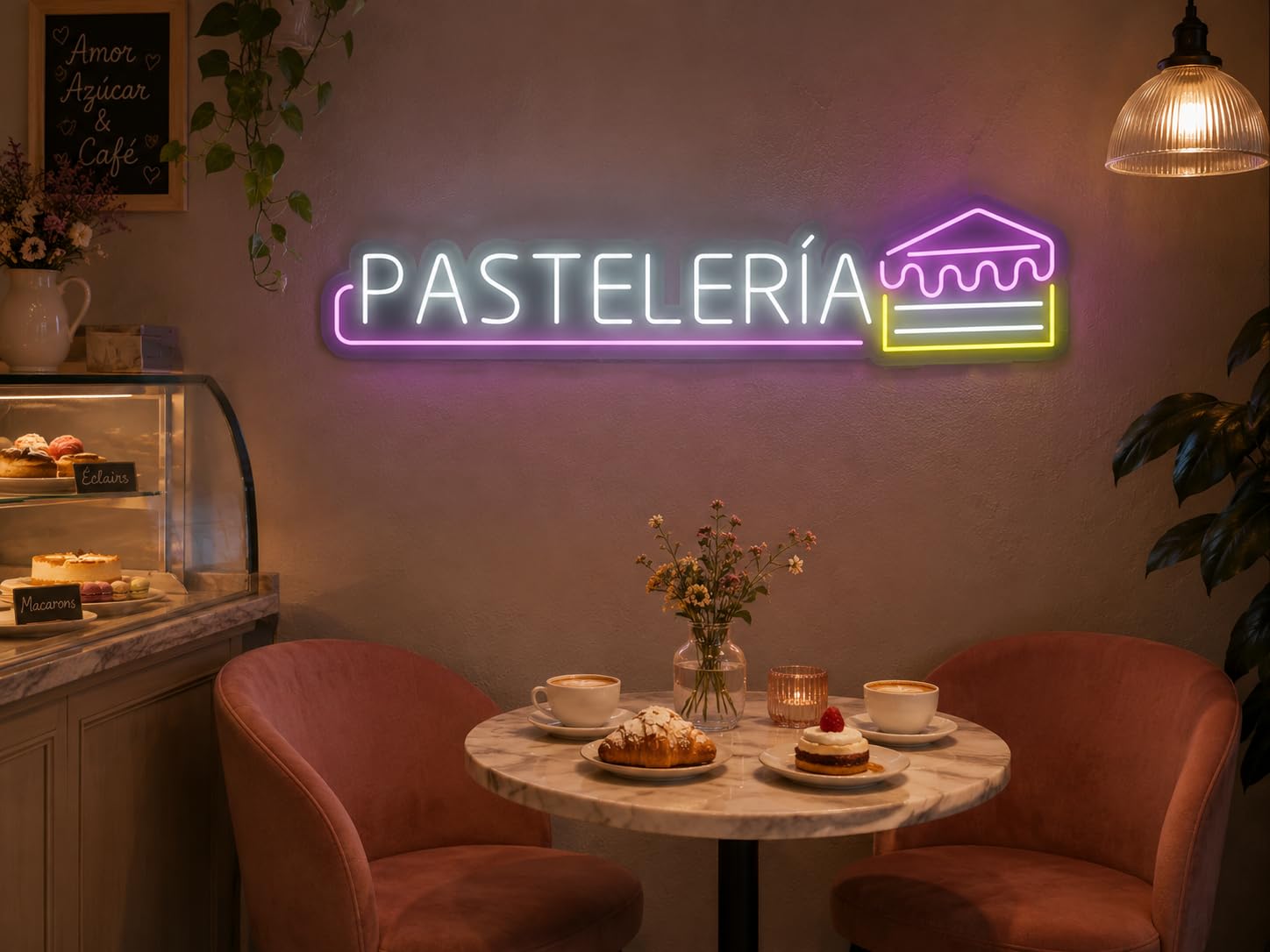 Letrero Pateleria para negocio Cartel Luminoso LED Escaparate, Decoración de Pared en Metacrilato, Luz Brillante, aproximadamente 100X19cm alimentación 12v