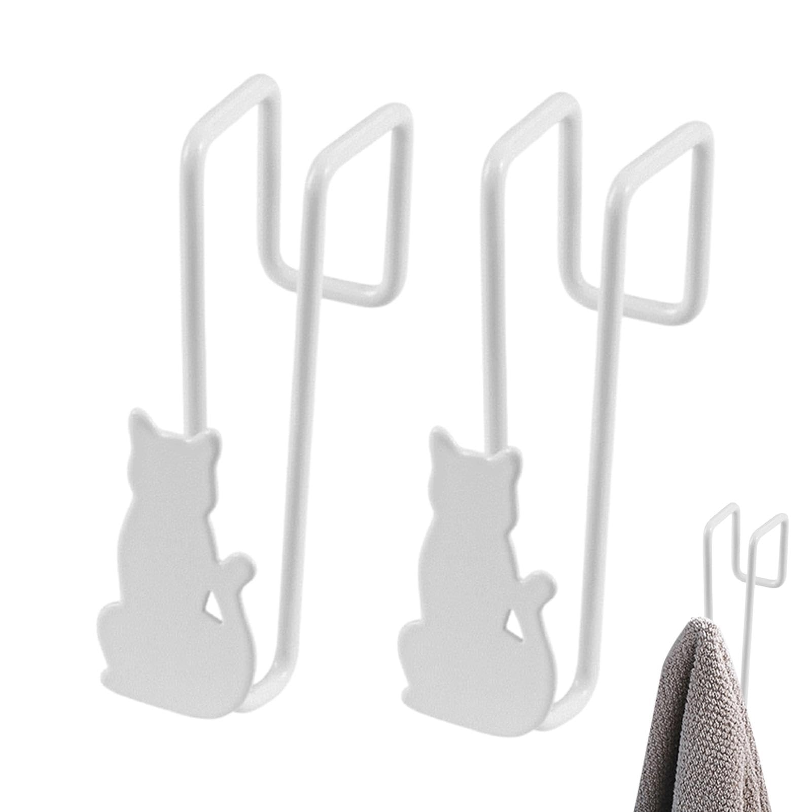 MRKU Coat Rack with Hooks Closet Door Bathroom Towel with Cat Design - 2X Towel Hanger