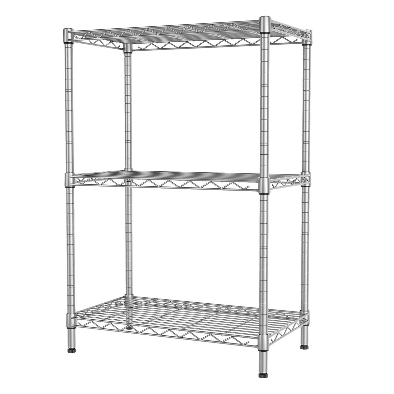 SINGAYE 3 Shelves Storage Wire Shelving Unit Adjustable for Laundry Bathroom Kitchen Office Pantry Room Organizers Closet Metal Garage 11.5" D x 21.5" W x 23" H Silver