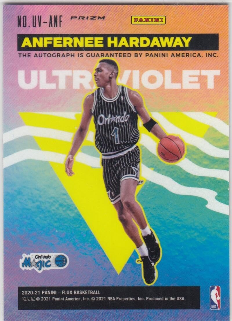 Basketball Trading Card 2020-21 Panini Flux Ultraviolet Signatures #16 Anfernee Hardaway EX/NM Auto Magic