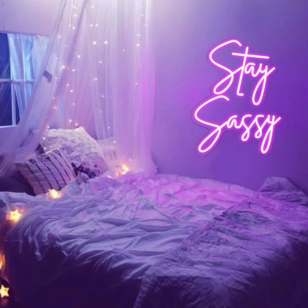 Stay Sassy neonowy znak do dekoracji ścian, piękny różowy neonowy znak świetlny LED do domu, na ślub, urodziny, przyjęcie dla dziewcząt, dekoracja sypialni, centrum handlowego, toaletka