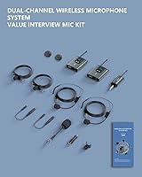 Vista 7 de ttstar Sistema de micrófono inalámbrico con transmisores duales y receptor, juego de micrófono lavalier/auriculares recargable con cuerpo