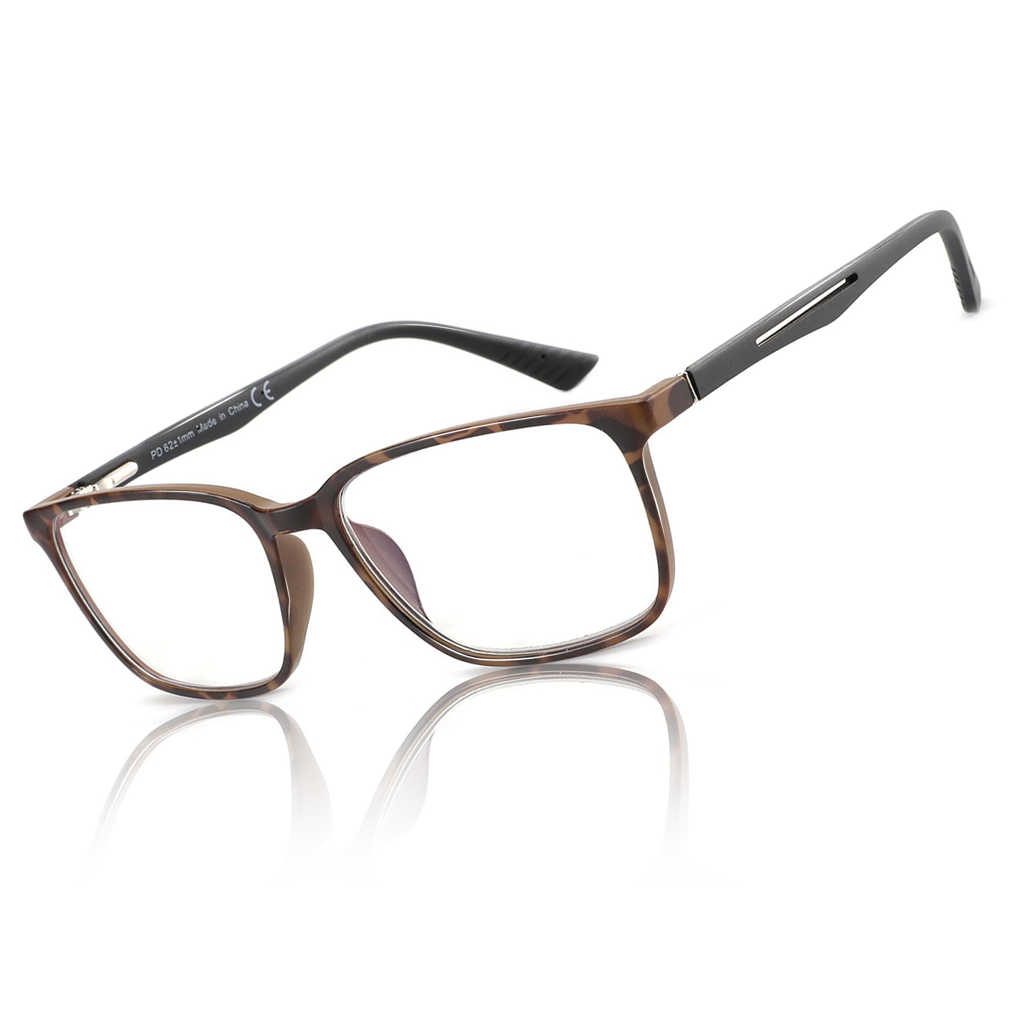 Blue Light Reading Glasses for Men，Sport Square Frame Readers, Anti Glare Computer Glasses